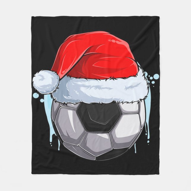 Christmas Football  Xmas Soccer Ball in Santa Clau Fleece Blanket (Front)