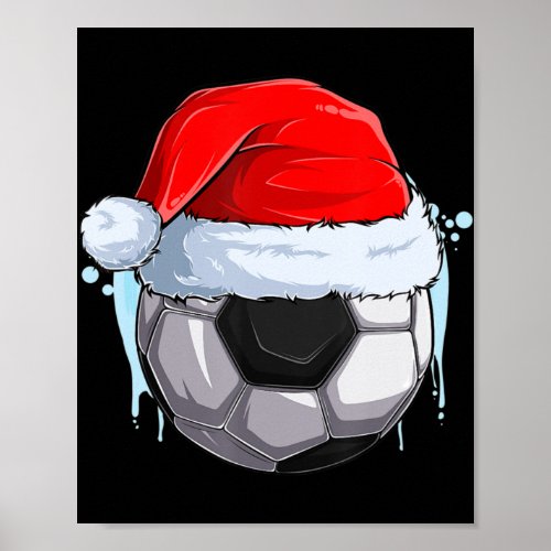 Christmas Football  Xmas Soccer Ball in Santa Clau Poster