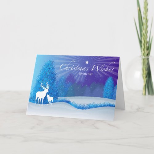 Christmas for Dad Deer in the Winter Woods Night Card