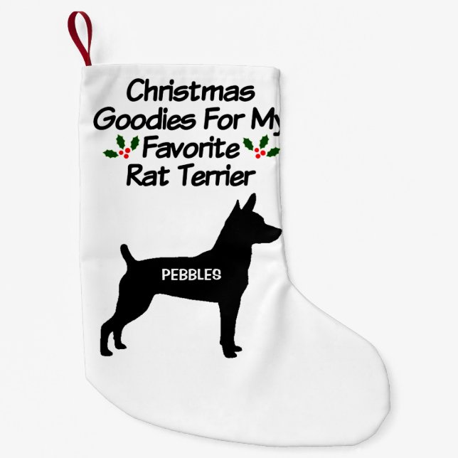 Christmas For Favorite Rat Terrier Dog Small Christmas Stocking (Front)