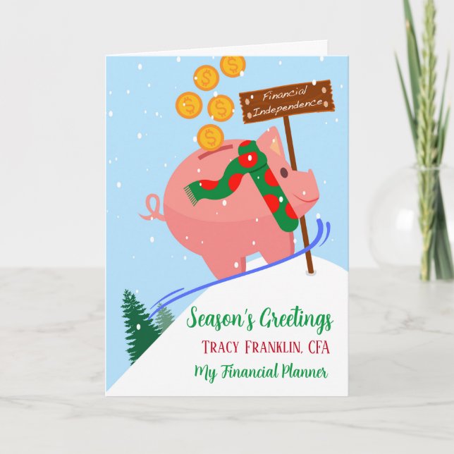 Christmas for Financial Advisor Piggy Bank Card (Front)