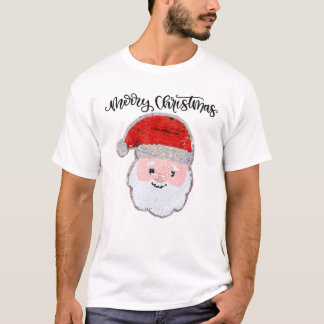 Christmas For Girls And Boys Flip Sequin Santa T-Shirt