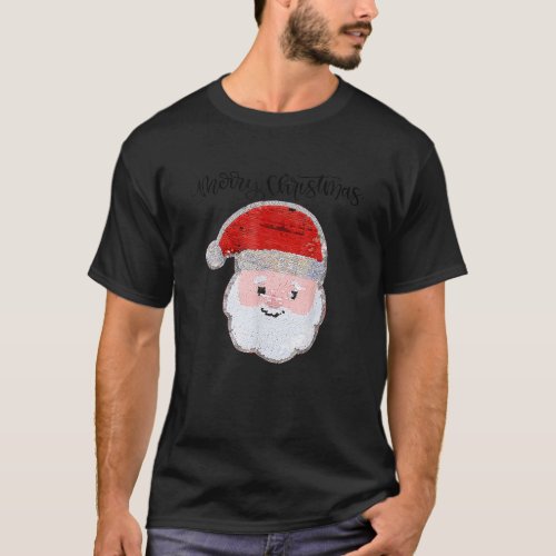 Christmas For Girls And Boys Flip Sequin Santa T_Shirt