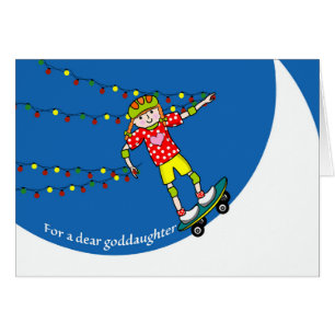 Christmas for Goddaughter, Girl Skateboarding Cards