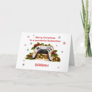 Christmas For Godmother Game Controller Add A Name Holiday Card