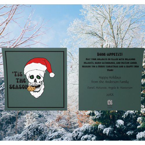 Christmas For Halloween Lovers Santa Skull Holiday Card