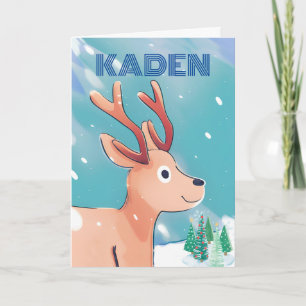 Christmas for Kaden Cute Baby Deer in the Snow Card