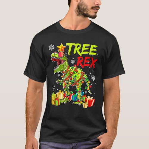Christmas For Kids Boys Tree T _ Rex Dinosaur Xmas T_Shirt