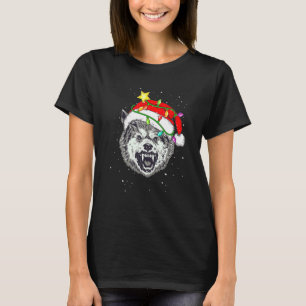 Christmas for men women kids Santa Wolf T-Shirt