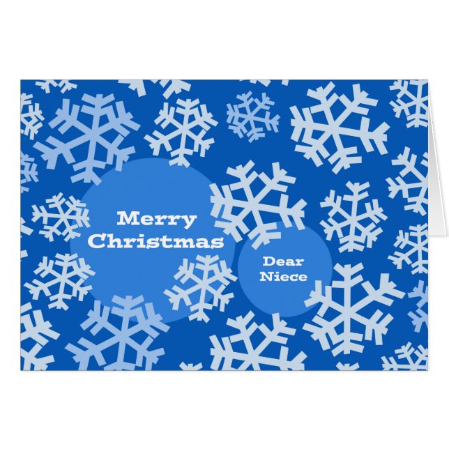 Christmas for Niece, Snowflakes Modern Design Cards (Front Horizontal)
