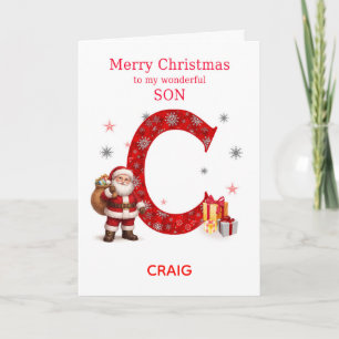 Christmas For Son Add A Name Beginning with C Holiday Card
