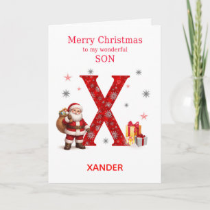 Christmas For Son Add A Name Beginning with X Holiday Card