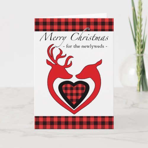 Christmas for the Newlyweds with Deer Plaid Card