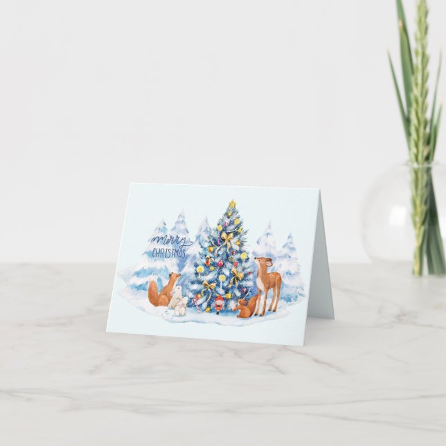 Christmas Forest and Woodland Animals Card (Front)