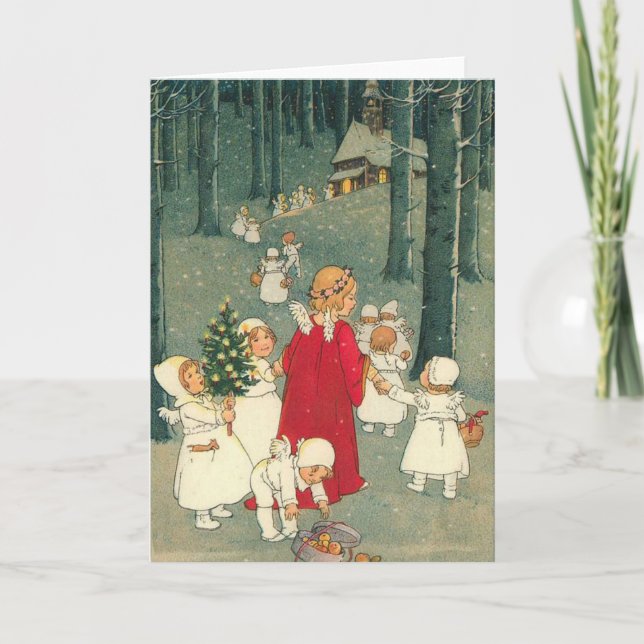 Christmas Forest Angels Holiday Card (Front)