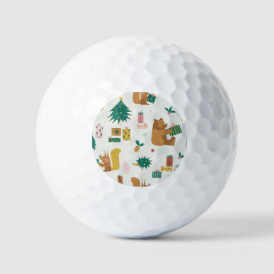 Christmas Forest Animals: Vintage Vibe Golf Balls