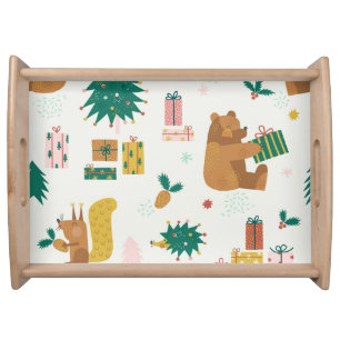 Christmas Forest Animals: Vintage Vibe Serving Tray
