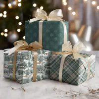 Deep Forest Plaid Navy Blue and Forest Green Wrapping Paper, Zazzle
