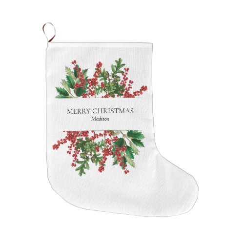 Christmas Forest Festive Berries Acorn Evergreen  Large Christmas Stocking