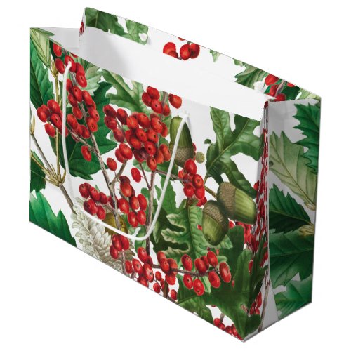 Christmas Forest Festive Berries Acorn Evergreen Large Gift Bag