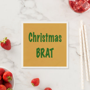 Christmas Forest Green Brat On Gold Napkins