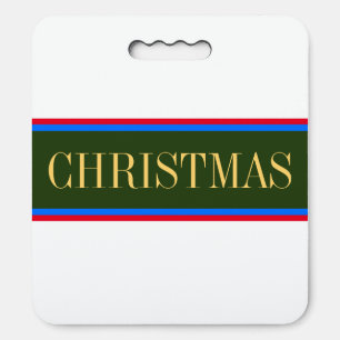 CHRISTMAS Forest Green Bright Red White Stripes Seat Cushion