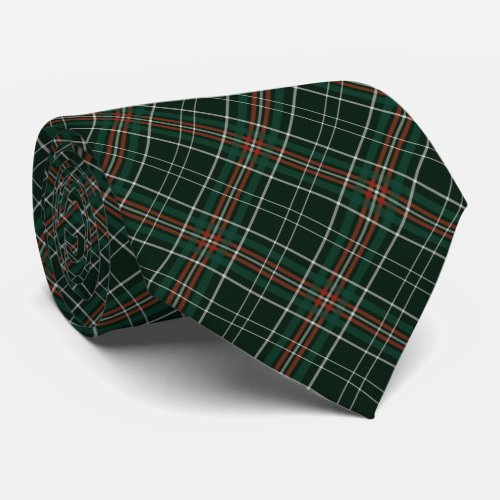 Christmas Forest Green Red and White Plaid Pattern Neck Tie