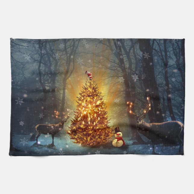 Christmas Forest                                 . Kitchen Towel (Horizontal)
