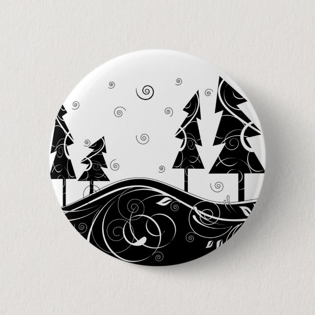 Christmas Forest Pinback Button (Front)