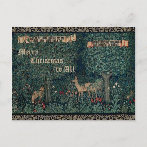 CHRISTMAS FOREST TAPESTRY TISSUE PAPER POSTCARD