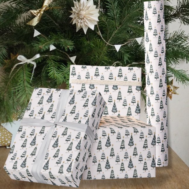 Christmas Forest Tree Pattern Modern Wrapping Paper (Creator Uploaded)