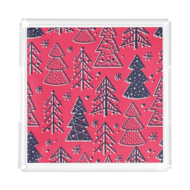 Christmas Forest: Winter Silhouette Wallpaper. Acrylic Tray (Front)