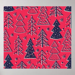 Christmas Forest: Winter Silhouette Wallpaper. Poster