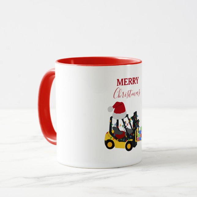 Christmas Forklift Truck  Mug (Front Left)