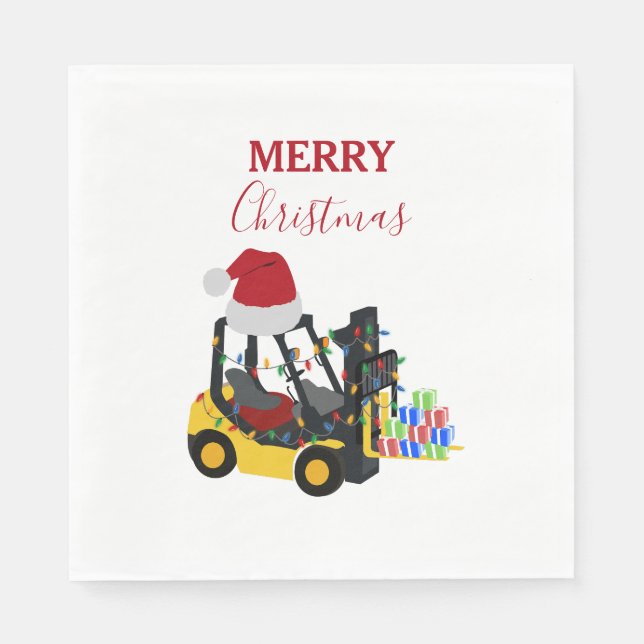 Christmas Forklift Truck  Napkins (Front)