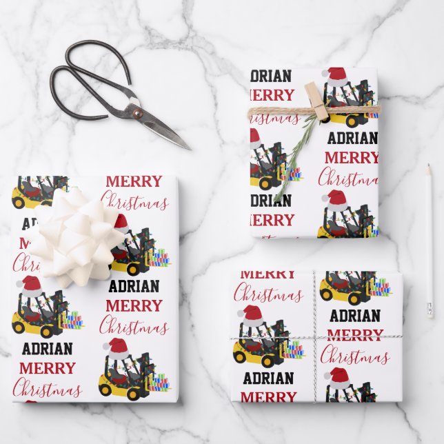 Christmas Forklift Truck  Wrapping Paper Sheets (Front)