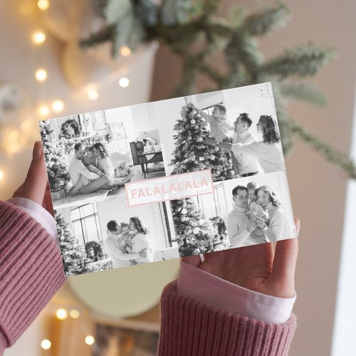 Christmas Four Family Photo  Pink Falalala  Postcard