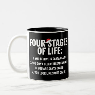 Christmas Four Stages of Life Santa Humor Meme Two-Tone Coffee Mug