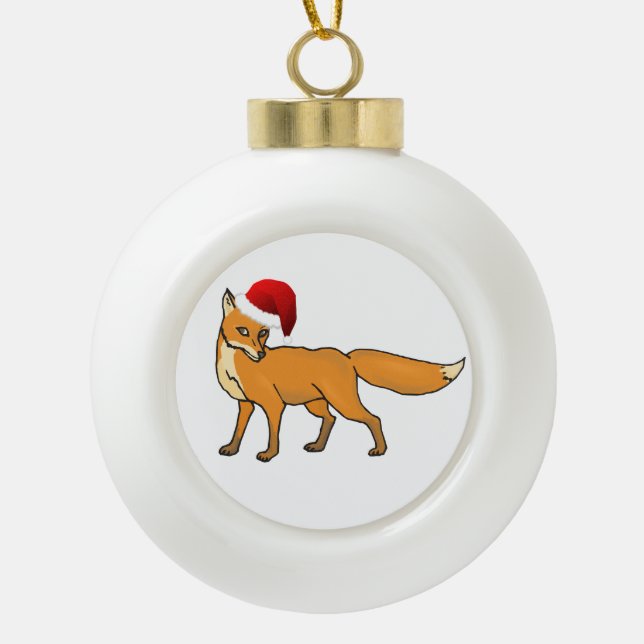 Christmas Fox Ceramic Ball Christmas Ornament (Front)