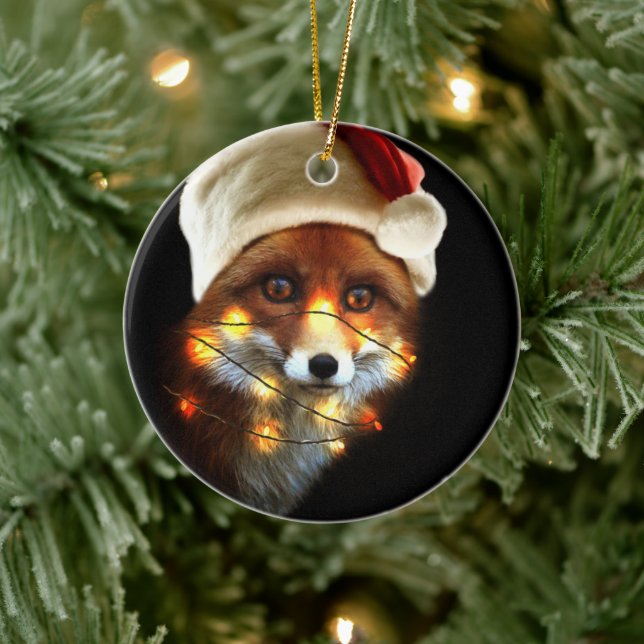 Christmas fox ceramic ornament (Tree)