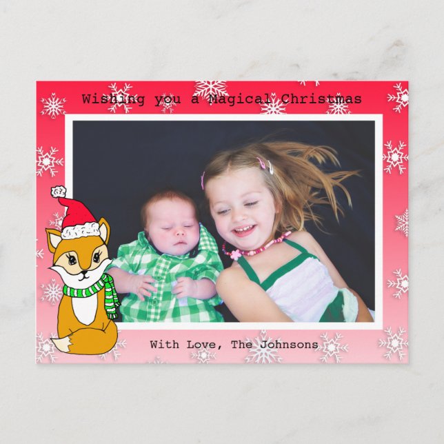 Christmas Fox Cute Personalized Photo Card (Front)