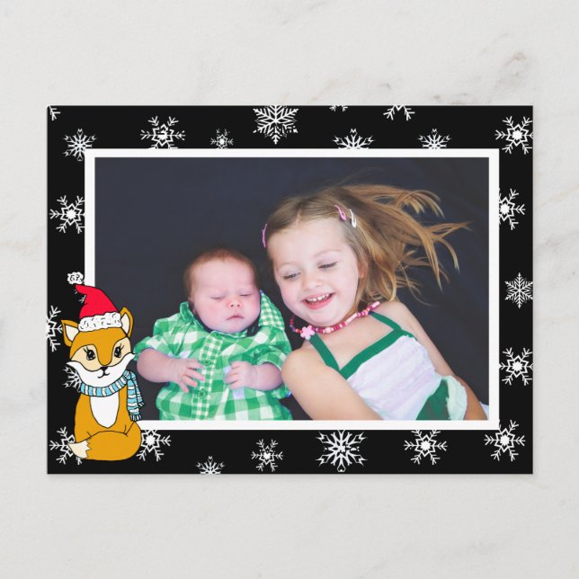 Christmas Fox Cute Personalized Photo Card (Front)