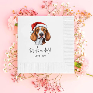 Christmas Fox Hound Dog Personalized Drinks On Me Napkins