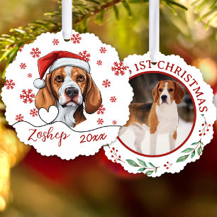Christmas Fox Hound Dog Personalized Ornament Card