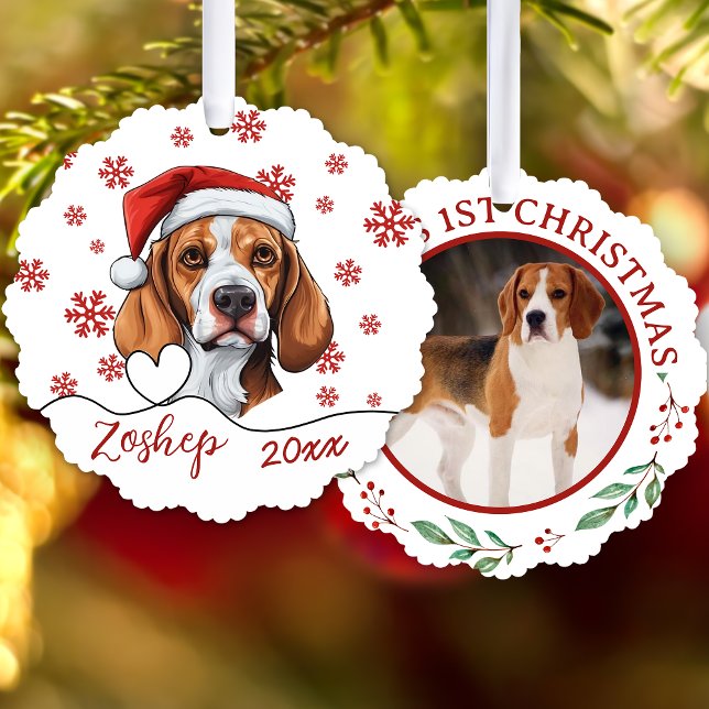 Christmas Fox Hound Dog Personalized Ornament Card (Creator Uploaded)