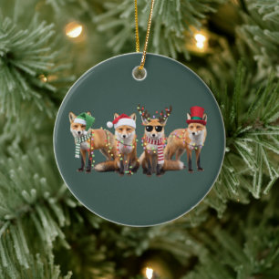 Christmas Fox Lovers Family Animal Xmas Holiday Ceramic Ornament