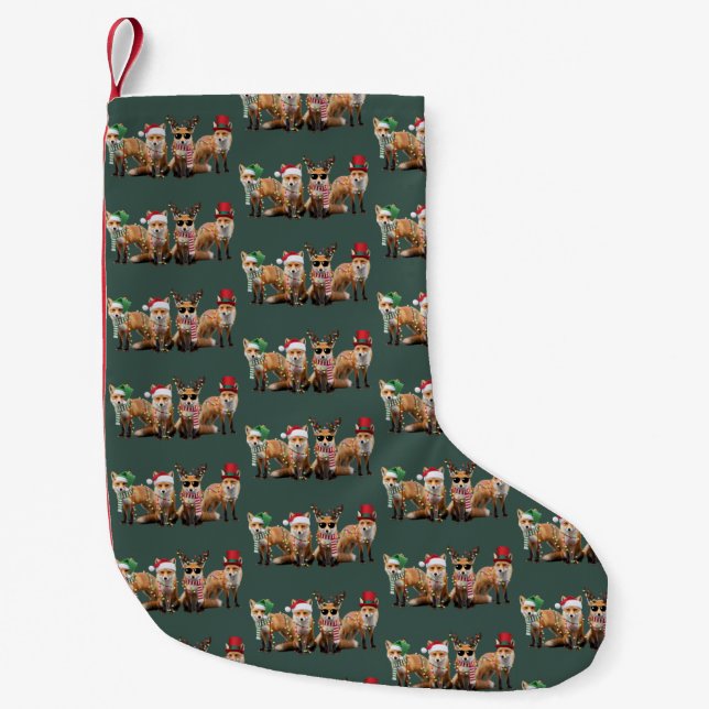 Christmas Fox Lovers Family Animal Xmas Holiday Small Christmas Stocking (Front)