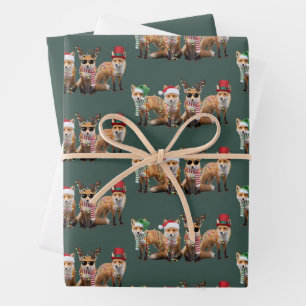 Christmas Fox Lovers Family Animal Xmas Holiday Wrapping Paper Sheets