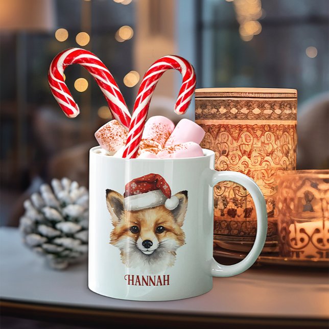 Christmas Fox Personalized Kids Mug (Fox Christmas Mug Keepsake)