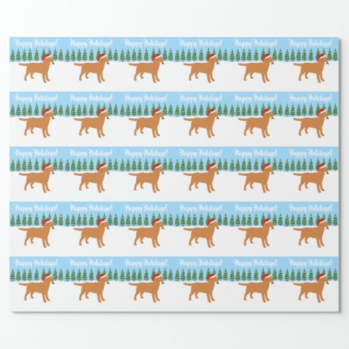 Christmas Fox Red Labrador Santa Hat Wrapping Paper